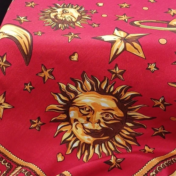 Gianni Versace Red Zodiac 100% Silk Scarf Not Signed (Design By Brand) Appr. 34" - Picture 7 of 7
